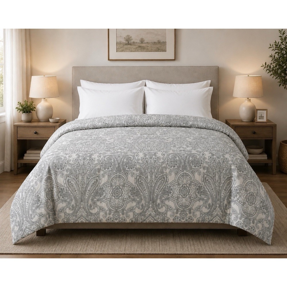 IKEA Duvet cover King Paisley Cream Gray Jattevallmo Country Cottage